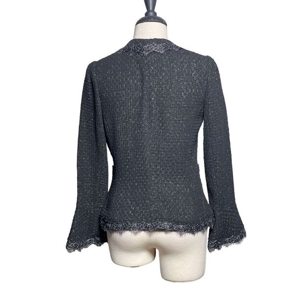 Rickie Freeman Teri Jon Black Dressy Sparkly Lace Blazer Jacket Size 4 - Picture 4 of 7